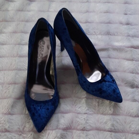 Carlos by Carlos Santana Shoes - Carlos By Carlos Santana Blue Crushed Velvet 4 Inch Stiletto Heel Pumps Size 6.5